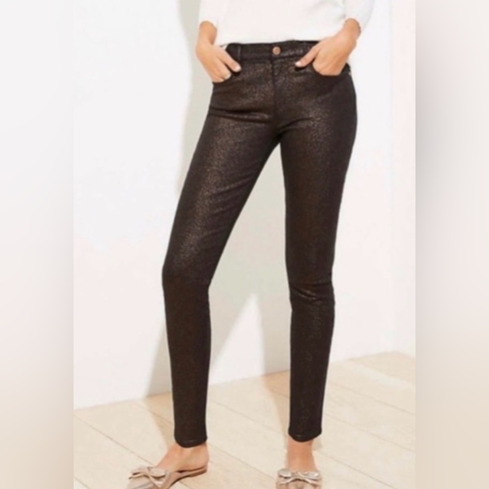 LOFT Made & Love Metallic Shimmer Skinny Jeans Size 8 / 29 NWT